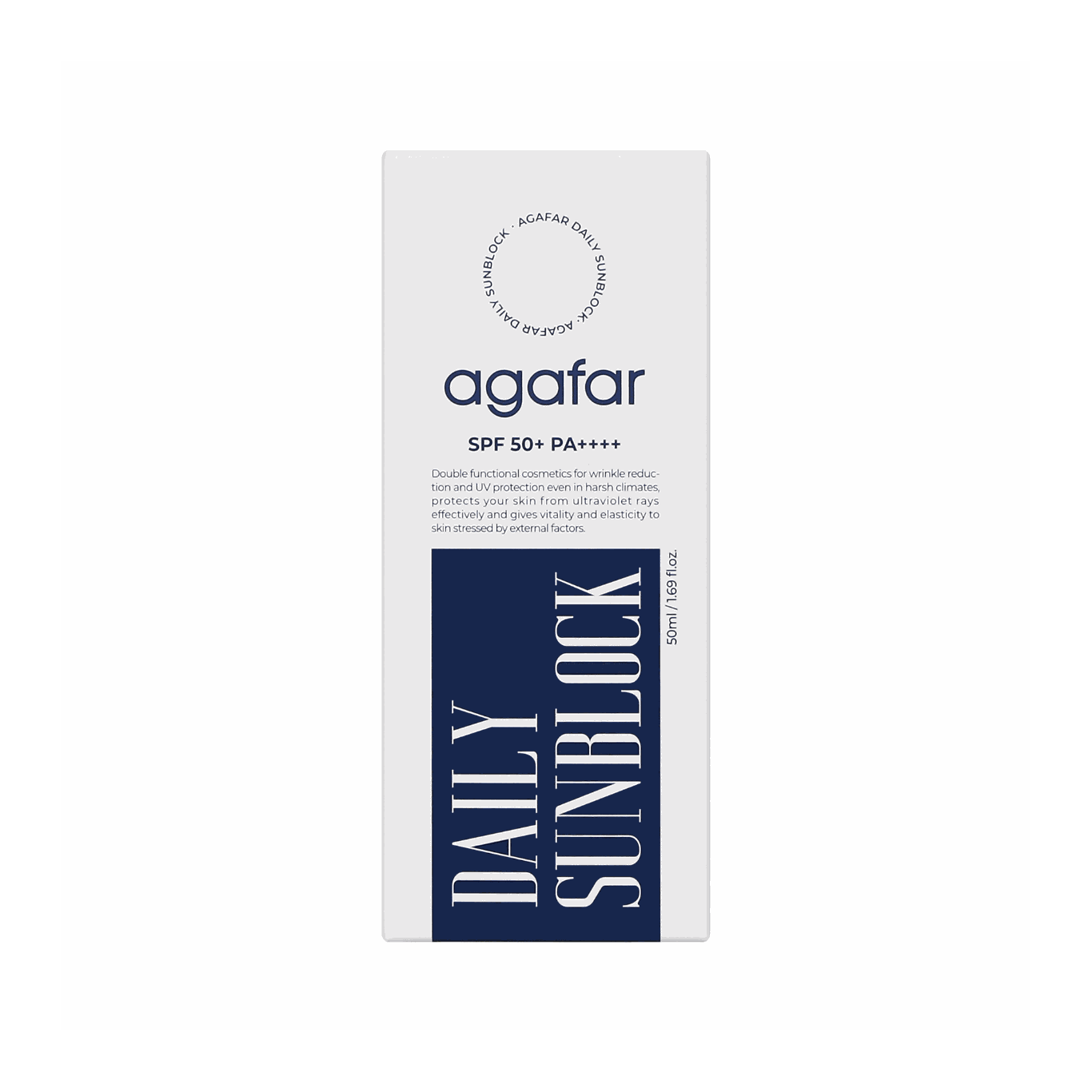 Agafar Daily Defense Sunscreen SPF50+ PA++++ 50ml for broad-spectrum UV protection and hydration