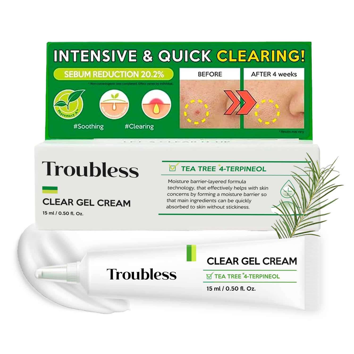 15ml Clear Gel Cream jar for acne redness relief and sebum control