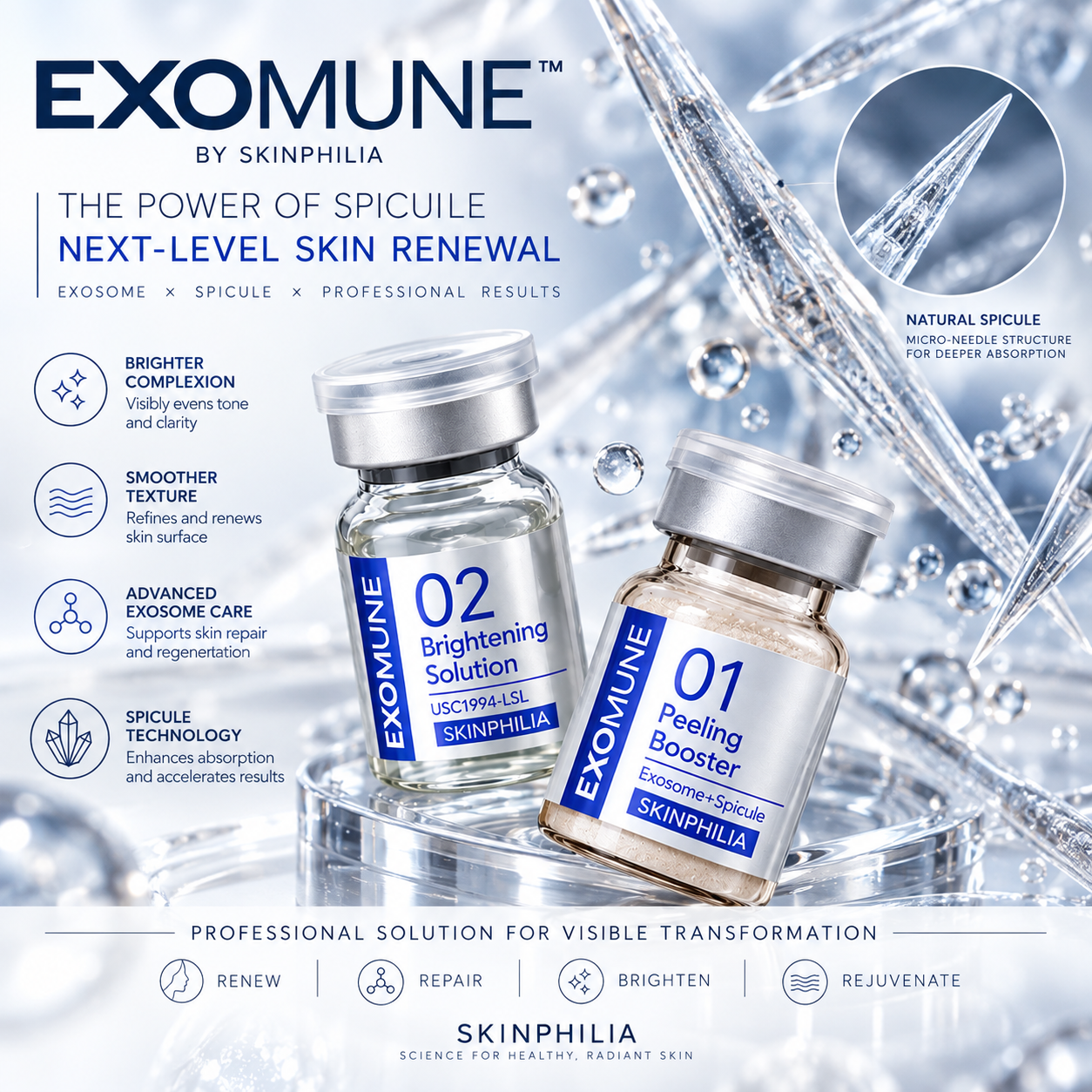 Exosome Spicule Renewal Peel (4 x 1g Vials + 4 x 5ml Vials)