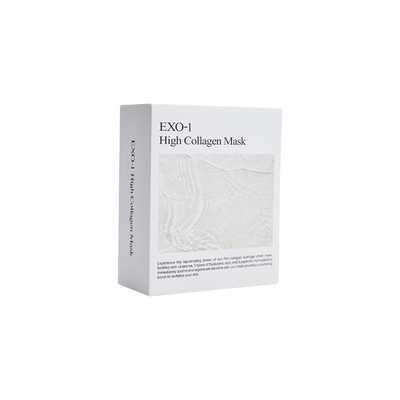 EXO-1 High Collagen Mask box with hydrating and anti-aging skincare benefits