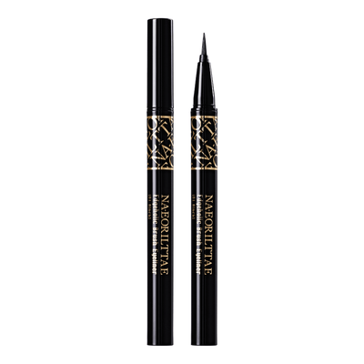 Black brush eyeliner pen with fine tip for precise, smudge-proof, waterproof all-day wear