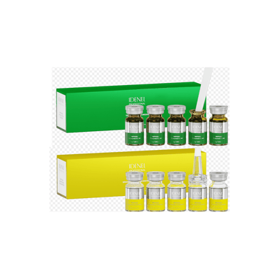 IDENEL PEPTAXEL skincare vials green trouble solution powder and yellow brightening concentrate set with applicator stick
