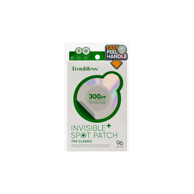 Troubless Invisible Pimple Spot Patch 96 pack with ultra-thin, transparent, waterproof hydrocolloid patches for discreet blemish treatment