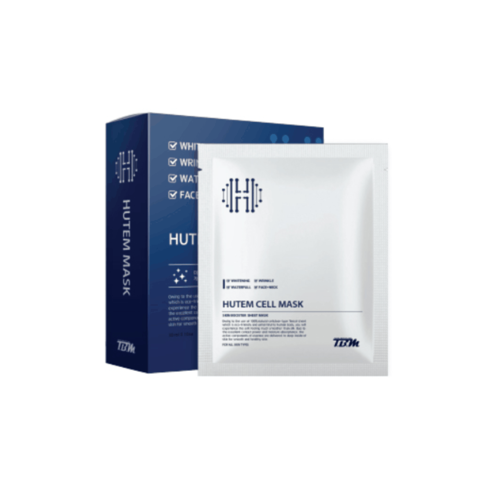 HUTEM CELL MASK whitening and wrinkle reduction face mask with Tencel sheet and stem cell growth factors, 40ml x 10 packs