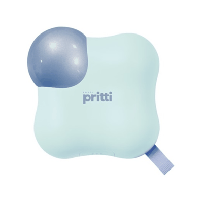 PRITTI Cold Plasma handheld skincare device in light blue with ergonomic design and silver plasma tip for skin rejuvenation and collagen stimulation