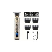 Cordless Hair and Beard Trimmer: Electric, USB Rechargeable Grooming Kit with LCD Display, Precision T-Blade, and Guide Combschargeable Grooming Kit, Electric Shaver Hair Clipper With Guide Comb