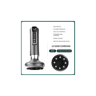 LDM CUP therapy device with LED display, 12 strength levels, infrared heating, scraping and cupping functions.