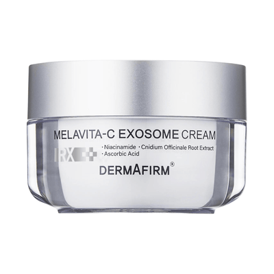 RX Melavita-C Exosome Cream by Dermafirm in 50ml jar for brightening and rejuvenating skin with niacinamide and antioxidant ingredients