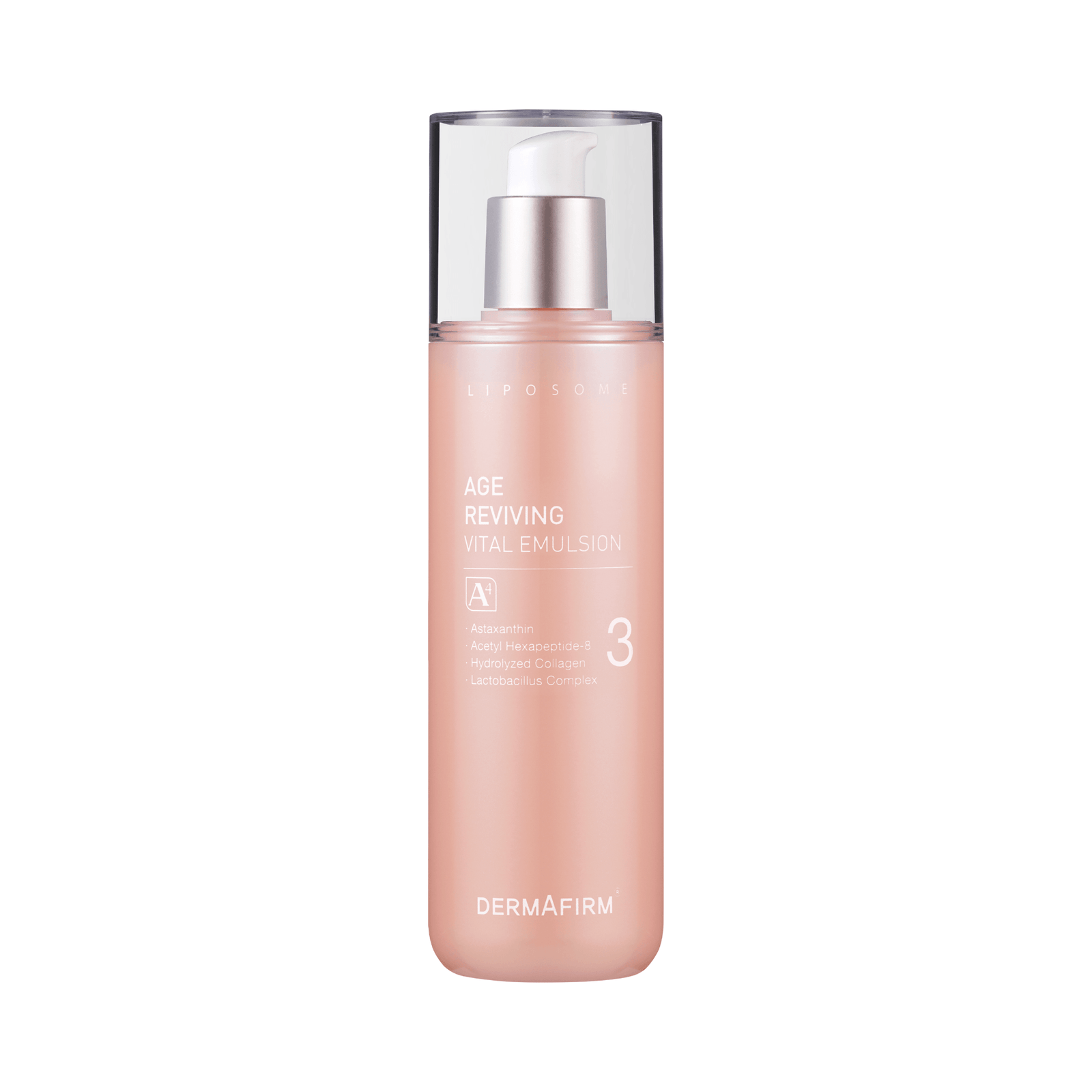 Dermafirm Age Reviving Vital Emulsion A4 anti-aging moisturizer with Astaxanthin and collagen for firm, hydrated skin, 200ml bottle