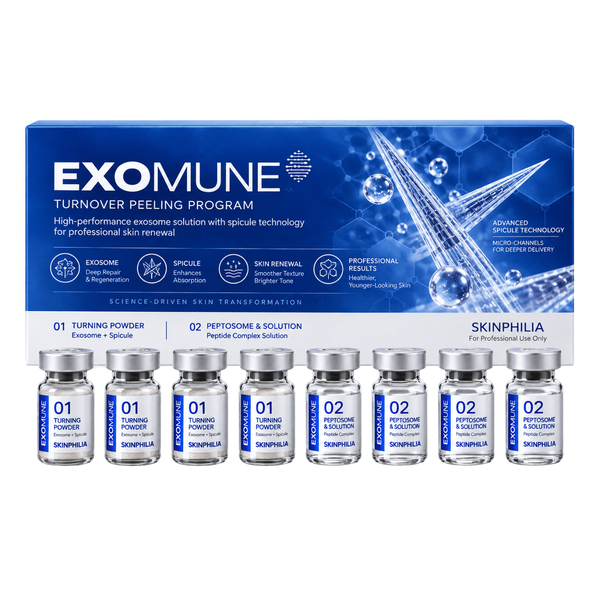 Exosome Spicule Renewal Peel (4 x 1g Vials + 4 x 5ml Vials)