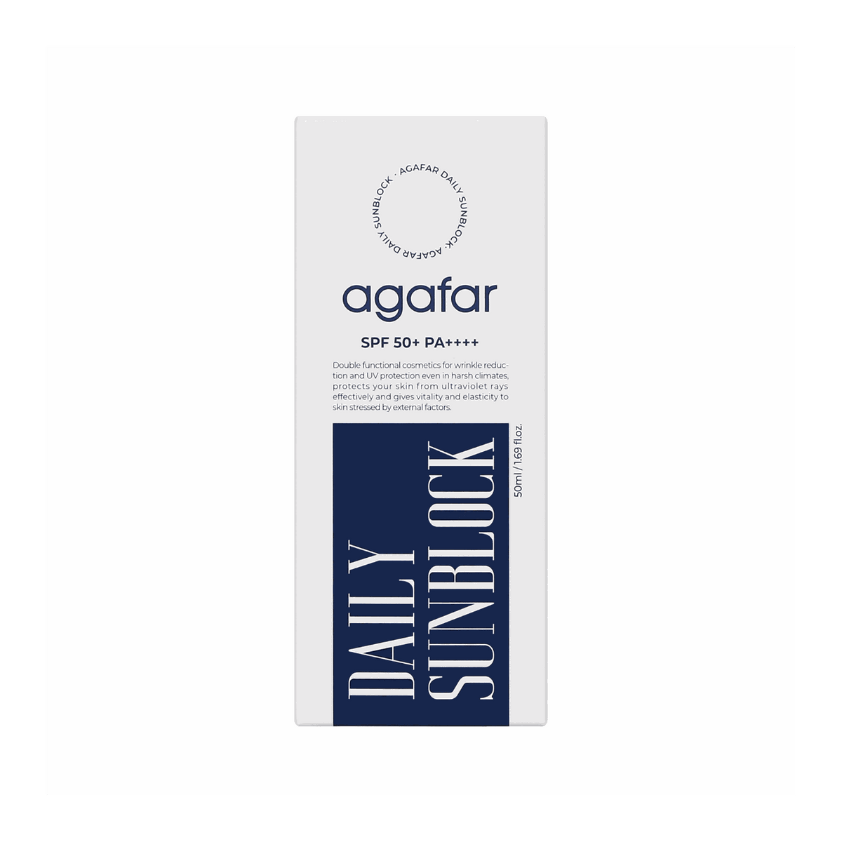 Agafar Daily Defense Sunscreen SPF50+ PA++++ 50ml for broad-spectrum UV protection and hydration