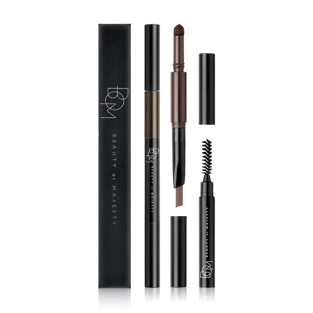 Triple Edge Eyebrow 3-in-1 dark brown eyebrow pencil with smudge cushion and spoolie brush for natural, long-lasting definition