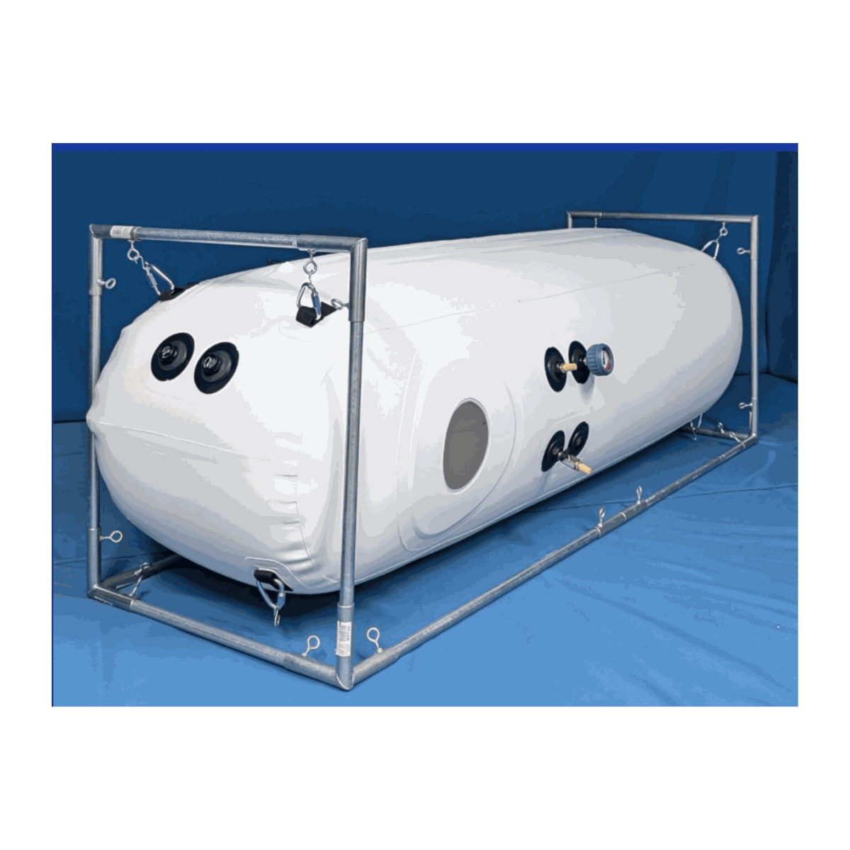 Compact HYPERBARIC CHAMBER A4-27 with medical-grade materials, steel frame, and dual pressure relief valves for safe oxygen therapy.