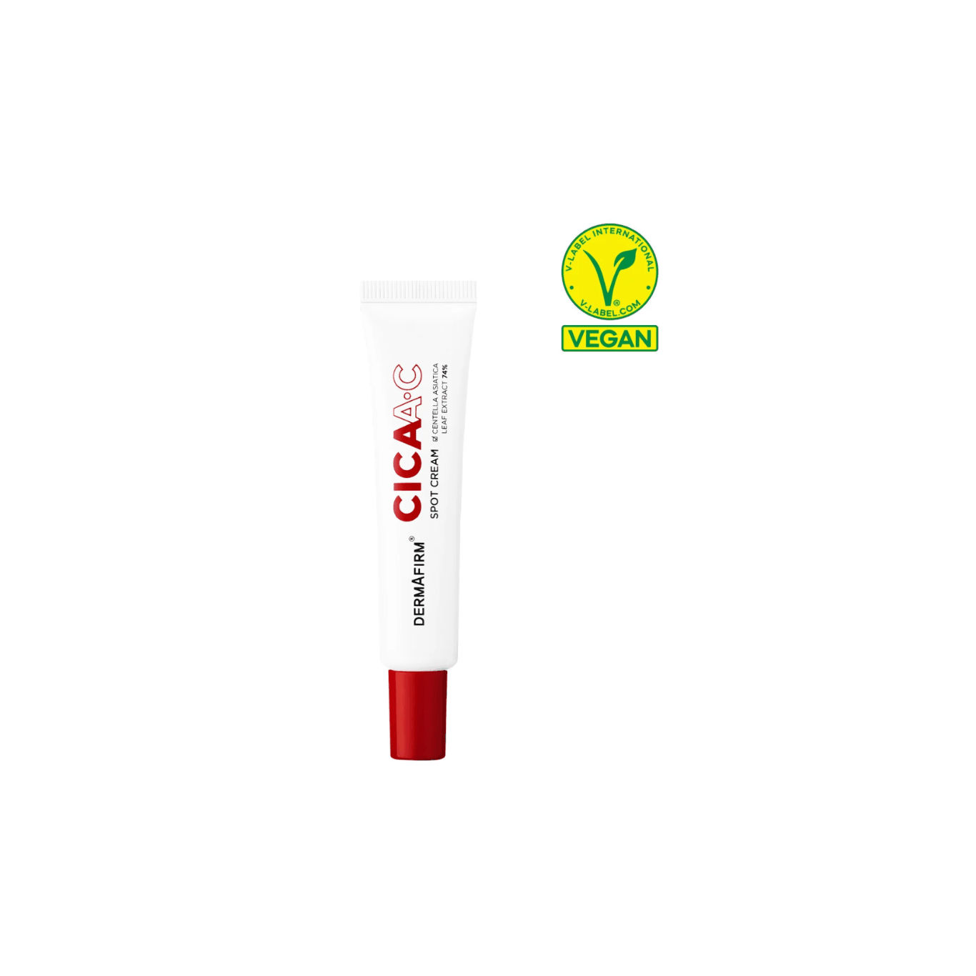 DERMAFIRM CICAA.C Spot Cream 15g tube for acne-prone skin with soothing, hydrating, and repairing benefits, vegan formula.