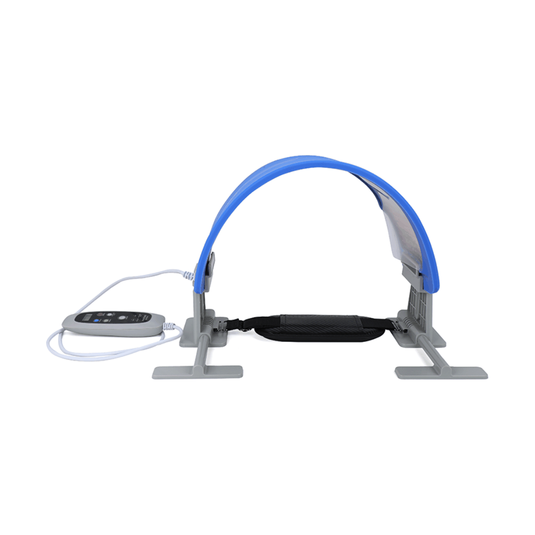 PhotonGlow Pro advanced skincare device with 573 LED beads, adjustable blue, red, and yellow light therapy modes, ergonomic design, and remote control.