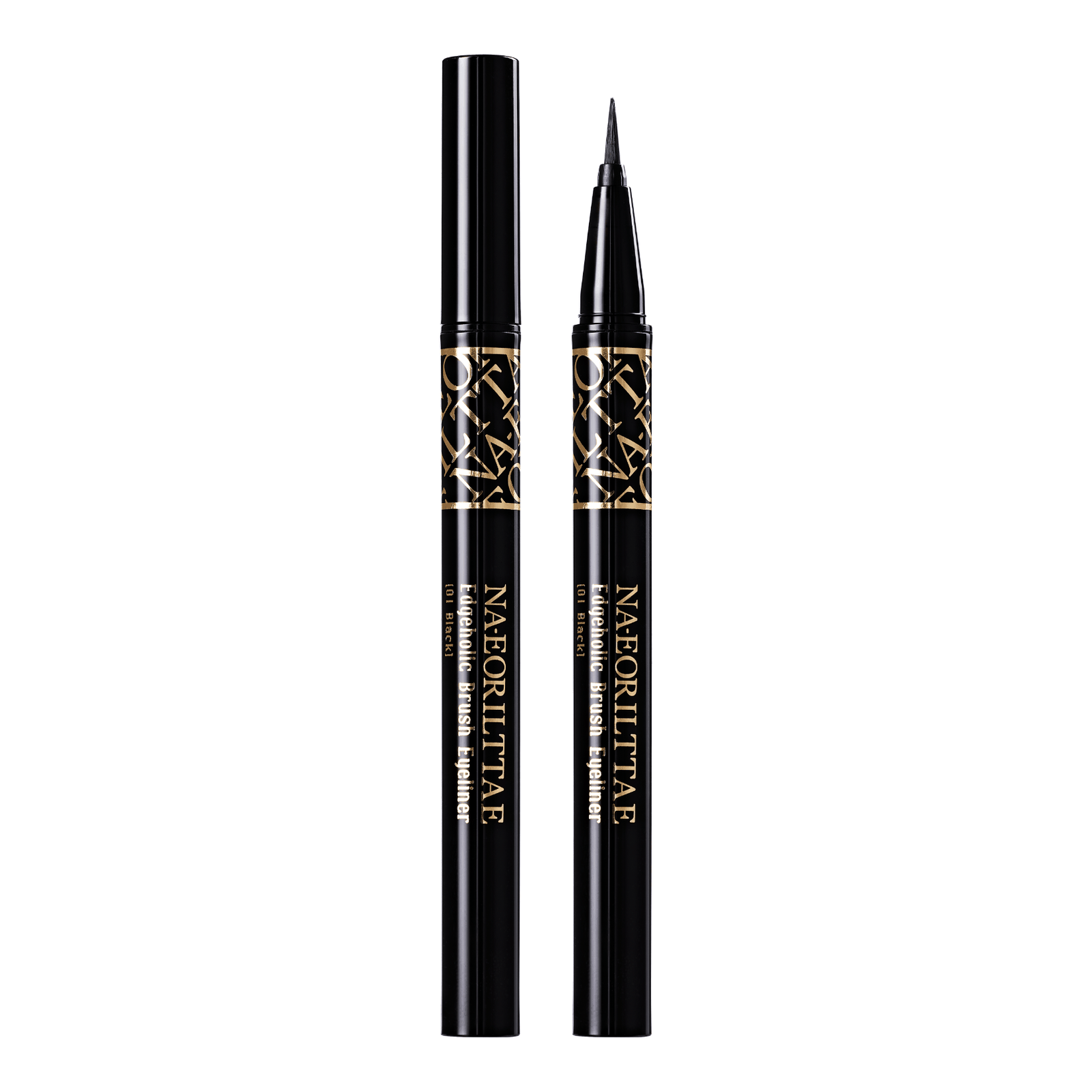 Black brush eyeliner pen with fine tip for precise, smudge-proof, waterproof all-day wear