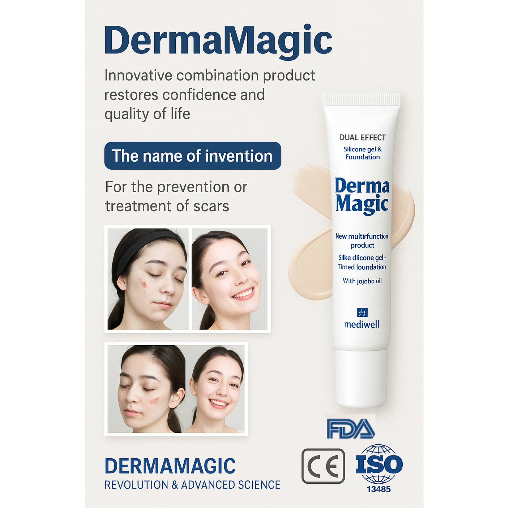 DERMAMAGIC – FDA-Cleared Silicone Scar Gel with Foundation - 15g