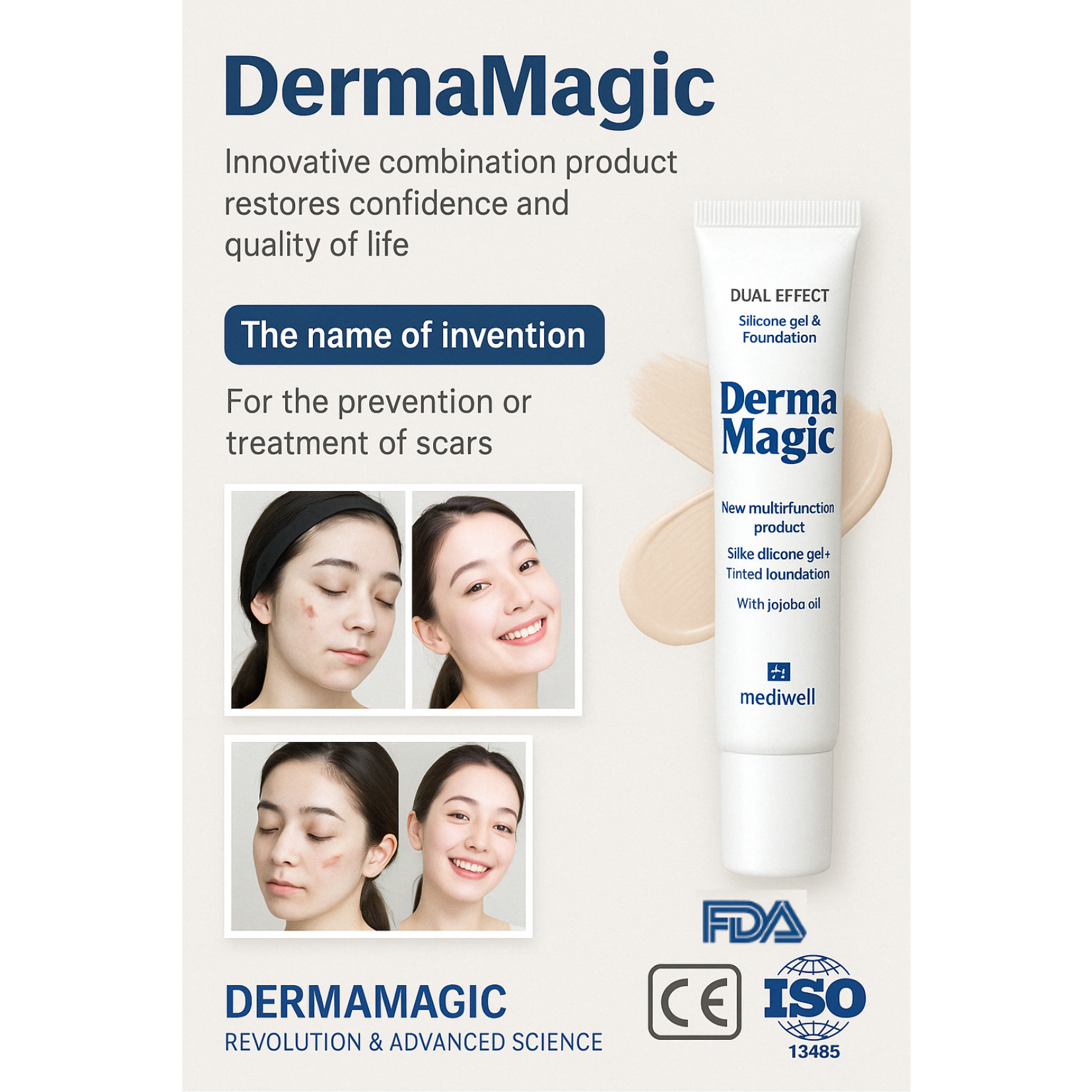 DERMAMAGIC – FDA-Cleared Silicone Scar Gel with Foundation - 15g