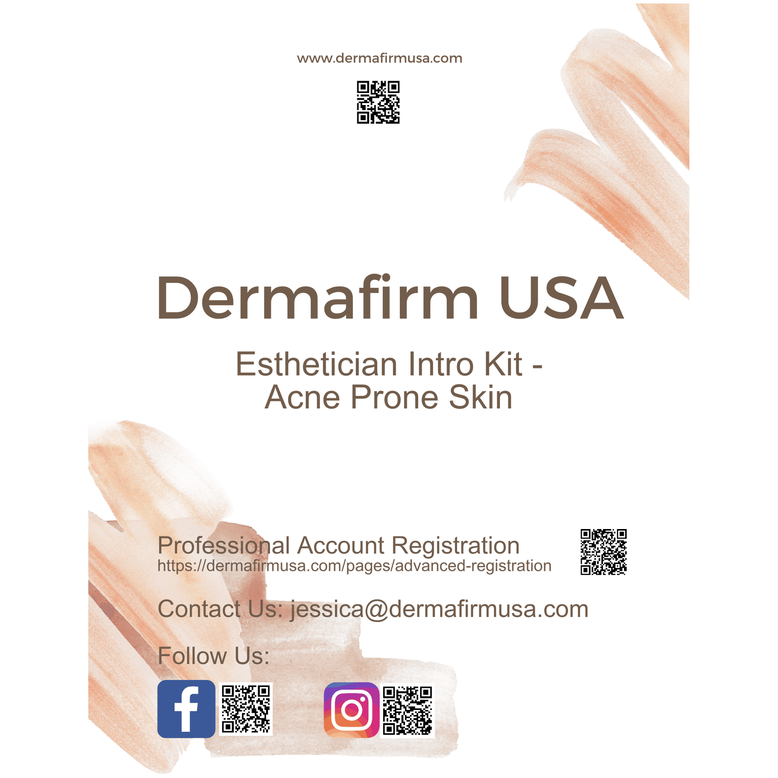 Dermafirm USA Esthetician Intro Kit for acne-prone skin with cleanser, toner, ampoule, masks, and sun cream.