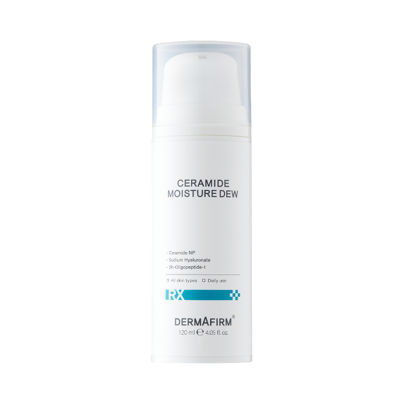 RX Ceramide Moisture Dew hydrating lotion with ceramide NP and hyaluronic acid in 120ml bottle