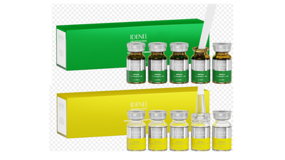 IDENEL - PEPTAXEL (Trouble Solution Powder "Green" + Brightening "Yellow" Package: 10 Vials - 5 Vials of 1g + 5 Vials of 8ml)