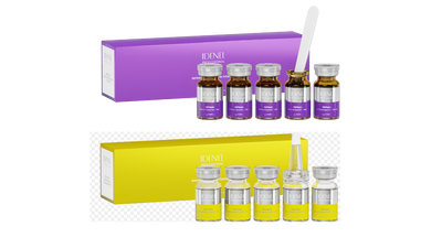 IDENEL - PEPTAXEL (Anti-aging "Purple" + Brightening "Yellow" Package: 10 Vials - 5 Vials of 1g + 5 Vials of 8ml)