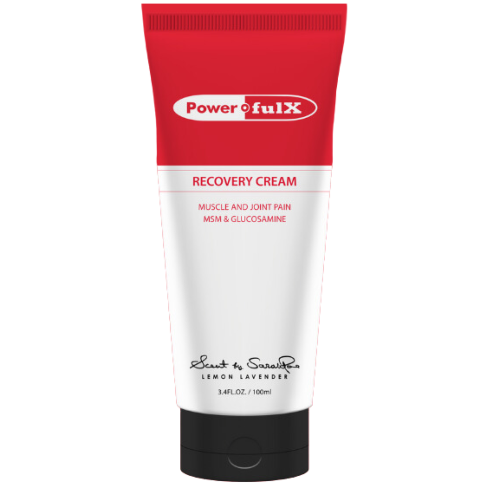 Recovery Pain Cream tube for muscle and joint pain relief with MSM, glucosamine, and lemon lavender scent, 100ml