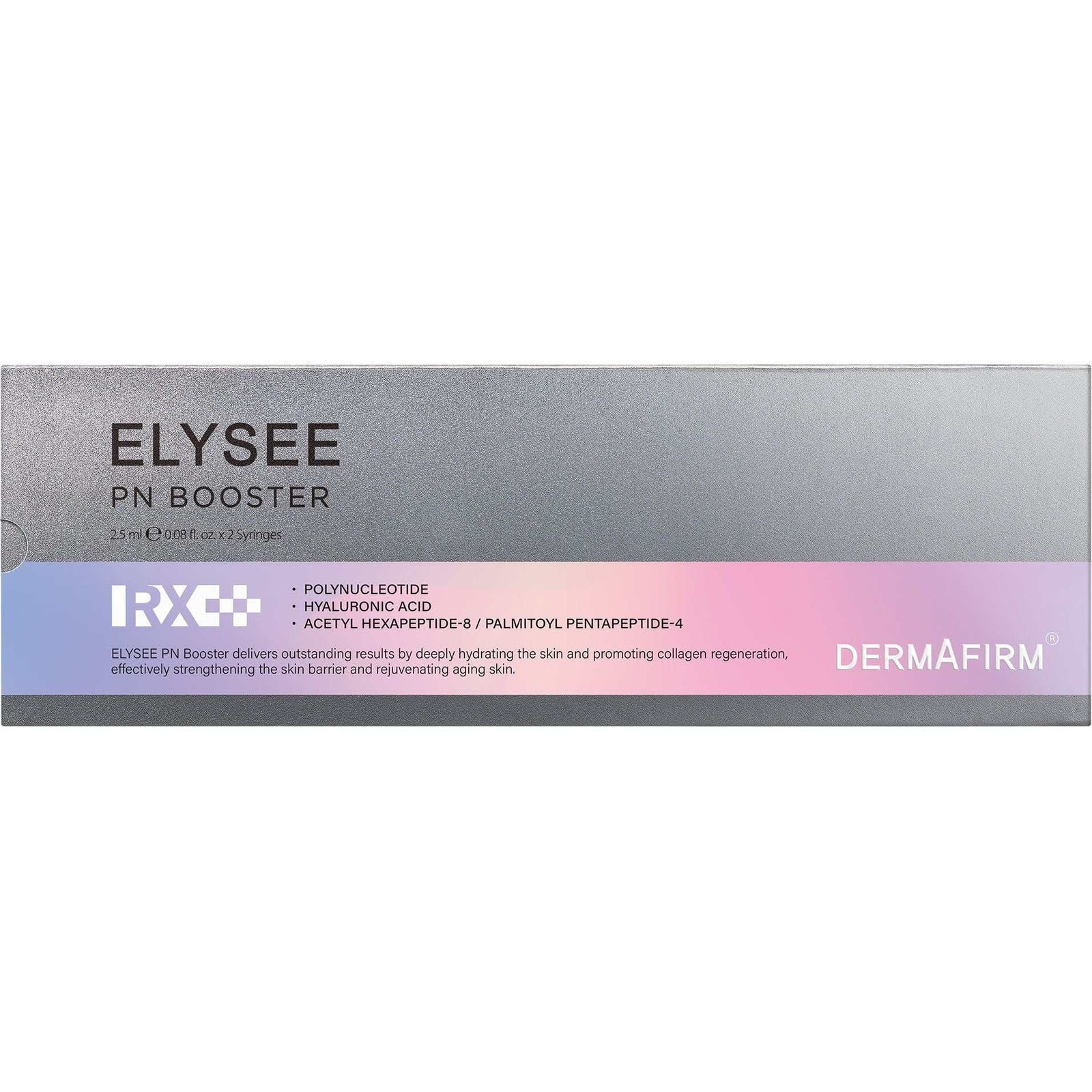 Elysee PN Booster skin rejuvenation syringes with polynucleotide and hyaluronic acid for deep hydration and anti-aging.