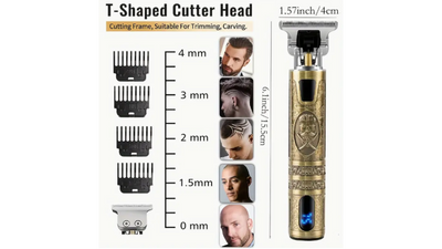 Cordless Hair and Beard Trimmer: Electric, USB Rechargeable Grooming Kit with LCD Display, Precision T-Blade, and Guide Combschargeable Grooming Kit, Electric Shaver Hair Clipper With Guide Comb
