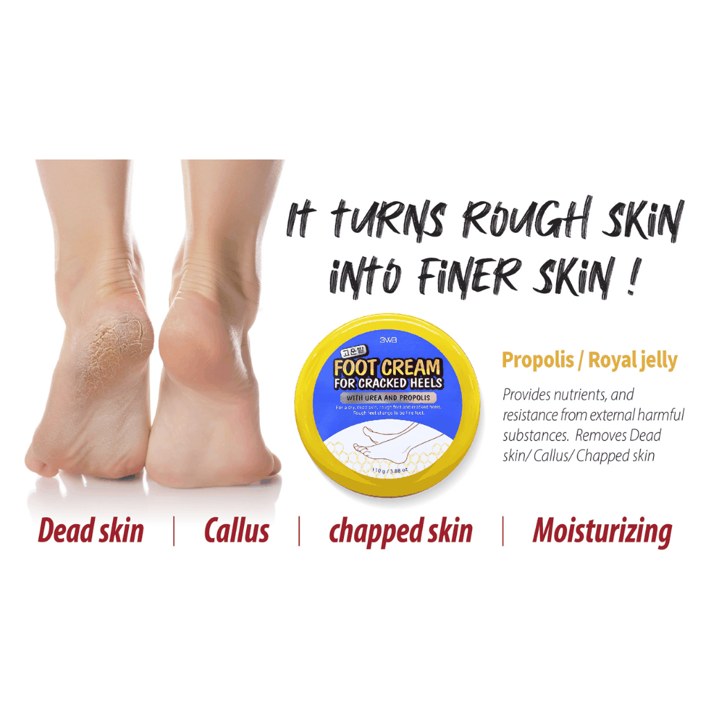 Foot cream for cracked heels with propolis and royal jelly, moisturizes and softens rough, callused, and chapped skin