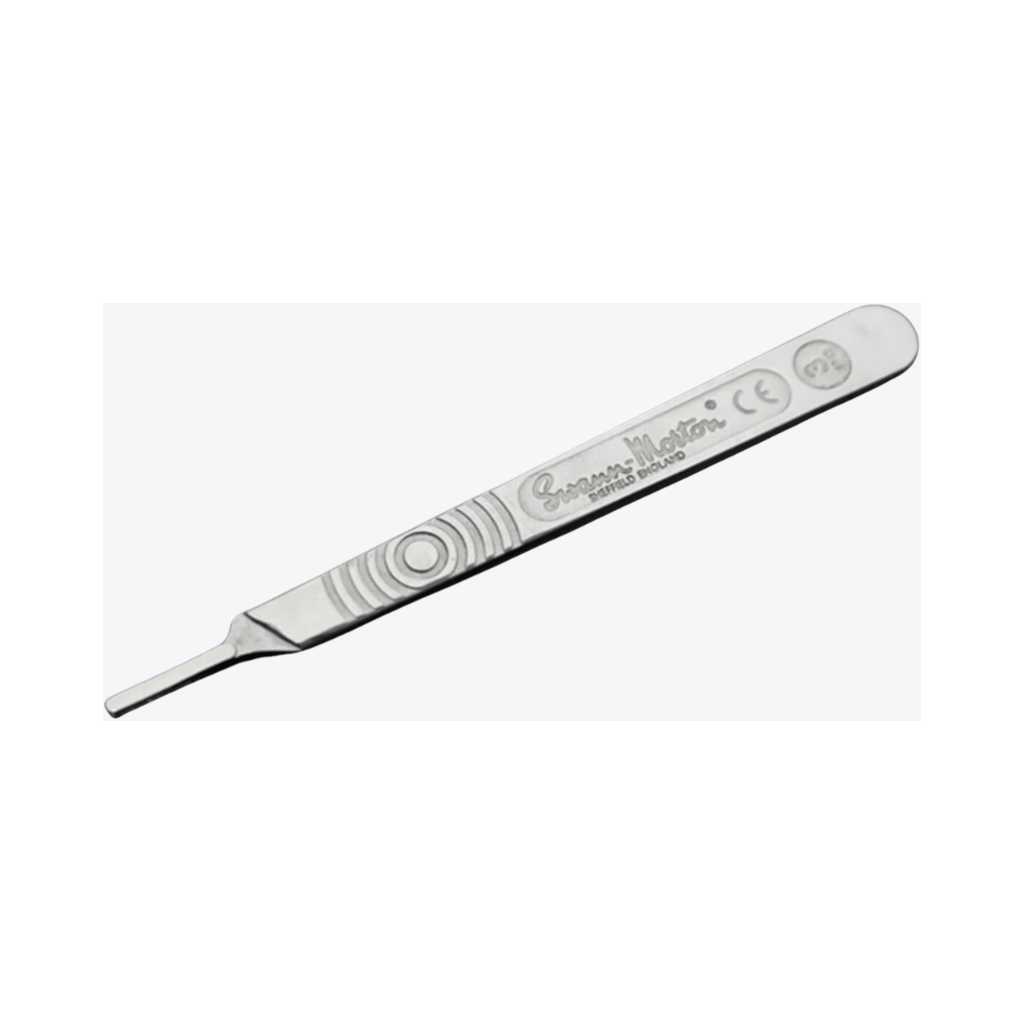 Swann Morton Dermaplanning carbon steel handset tool with sterile surgical scalpel blade 10R