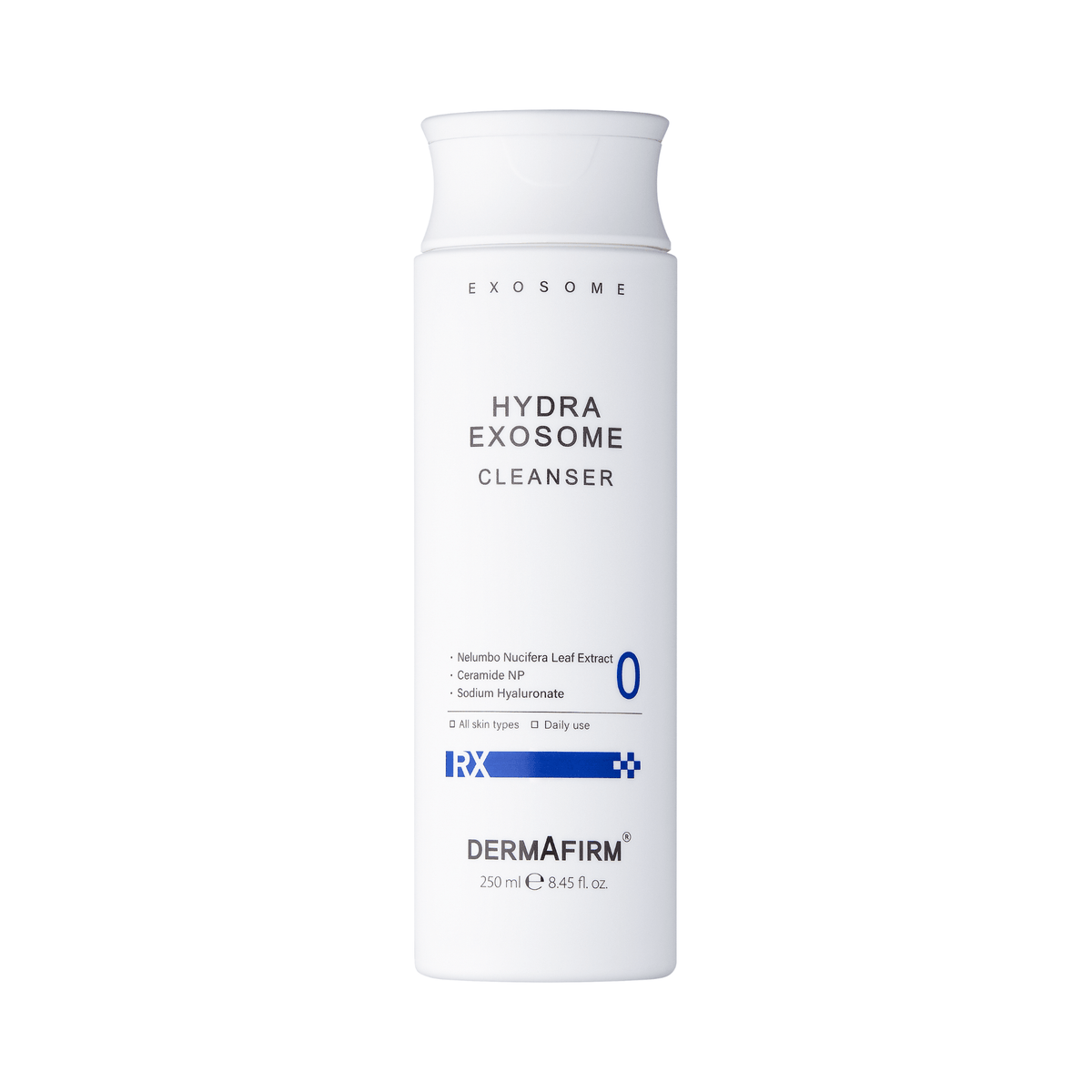 RX Hydra Exosome Cleanser 250ml gentle hypoallergenic gel for sensitive skin moisturizing and soothing with plant-based ingredients