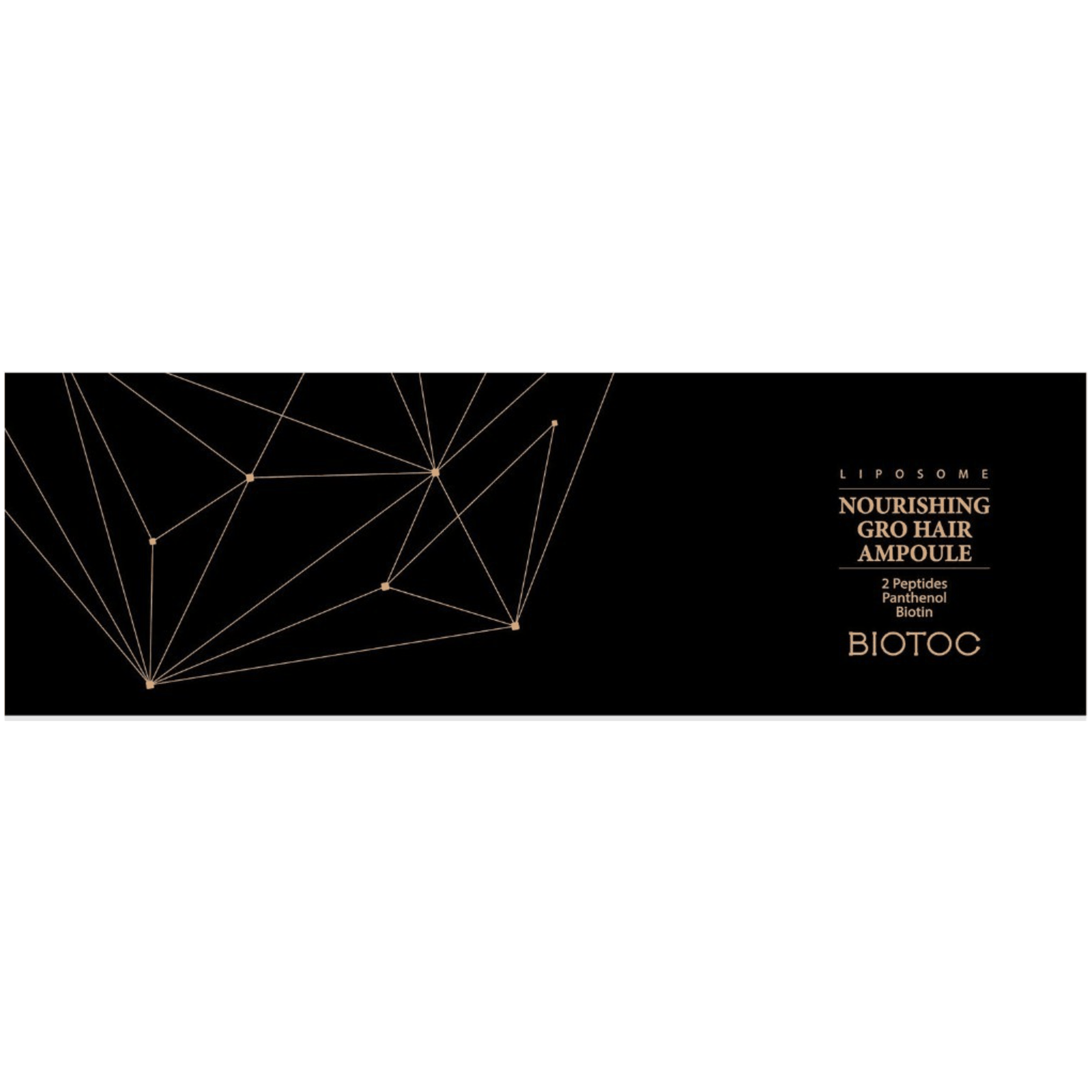 BIOTOC Nourishing Gro Hair Ampoule packaging with gold geometric design and product name on black background