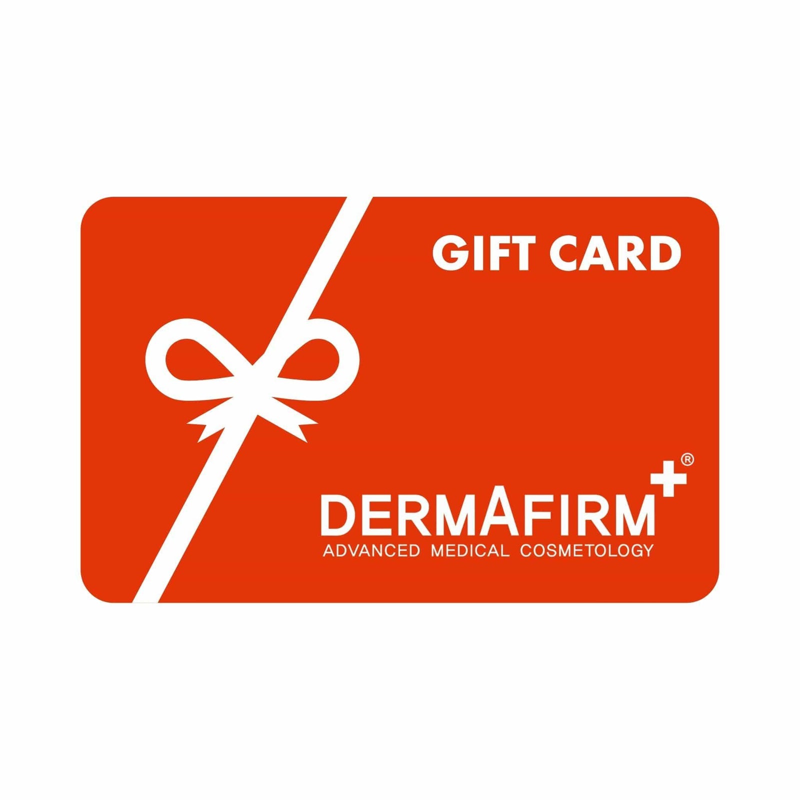 DermafirmUSA orange gift card with white bow and advanced medical cosmetology branding