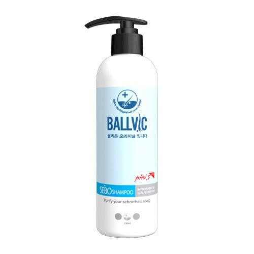 BallVic SEBO Shampoo 230g bottle for dandruff, seborrheic dermatitis, and scalp care with natural ingredients